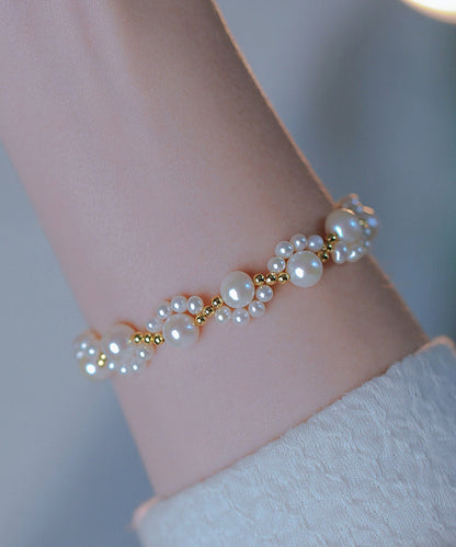 Classy White Alloy Pearl Cat Claw Chain Bracelet YI041