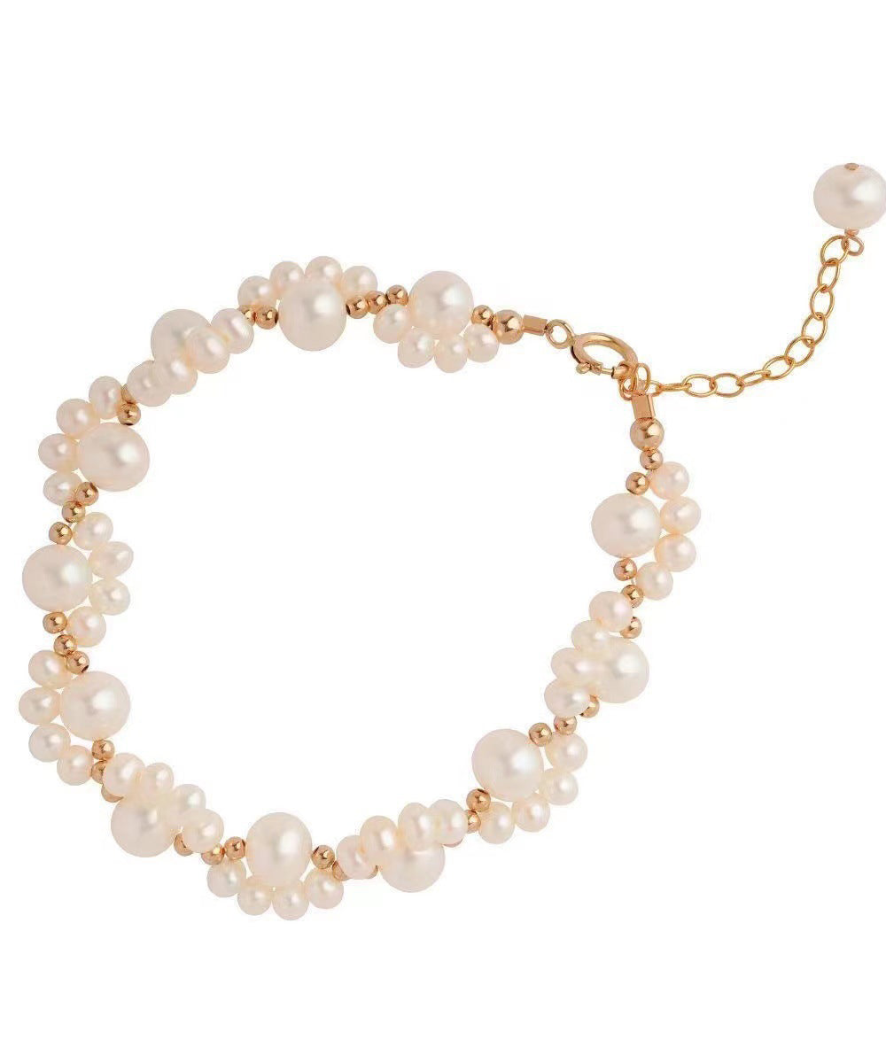 Classy White Alloy Pearl Cat Claw Chain Bracelet YI041