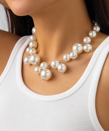 Classy White Stainless Steel Pearl Pendant Necklace YR005