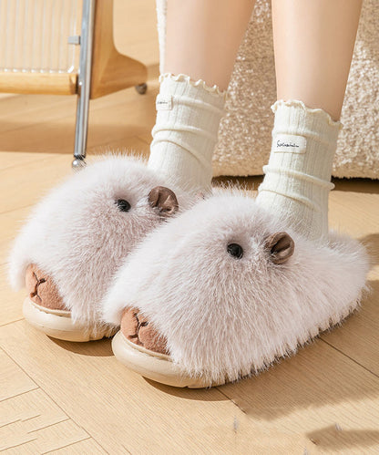 Cute Stylish Comfy Fuzzy Fur Slippers Shoes Brown TQ065