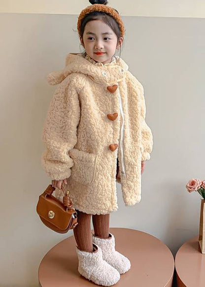 Manteau d'hiver en fausse fourrure avec capuche et fermeture éclair pour enfants, poches jaunes mignonnes WL017