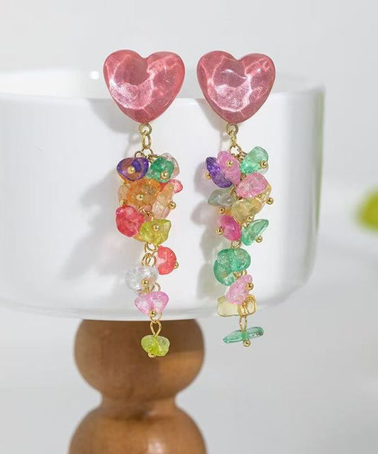 Boucles d'oreilles pendantes à pampilles en cuivre à blocs de couleurs à faire soi-même QU016