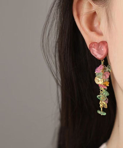 Boucles d'oreilles pendantes à pampilles en cuivre à blocs de couleurs à faire soi-même QU016