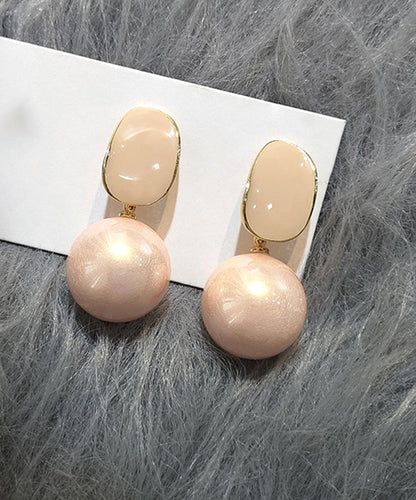 DIY Light Pink Sterling Silver Alloy Pearl Drop Earrings AH361