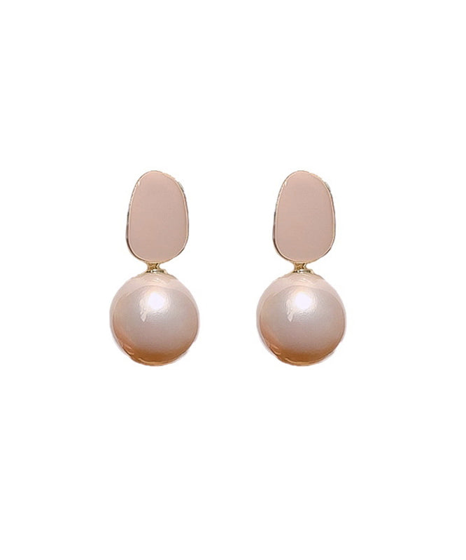 DIY Light Pink Sterling Silver Alloy Pearl Drop Earrings AH361