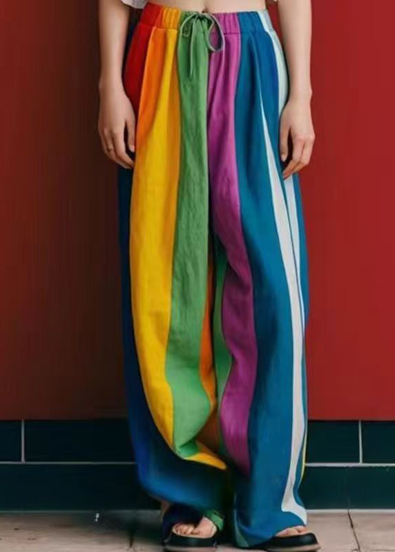 DIY Multicolour Oversized Linen Wide Leg Pants Spring YO026