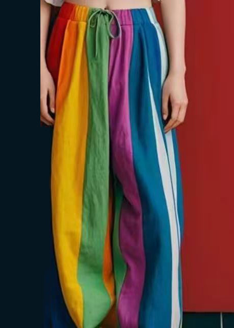 DIY Multicolour Oversized Linen Wide Leg Pants Spring YO026