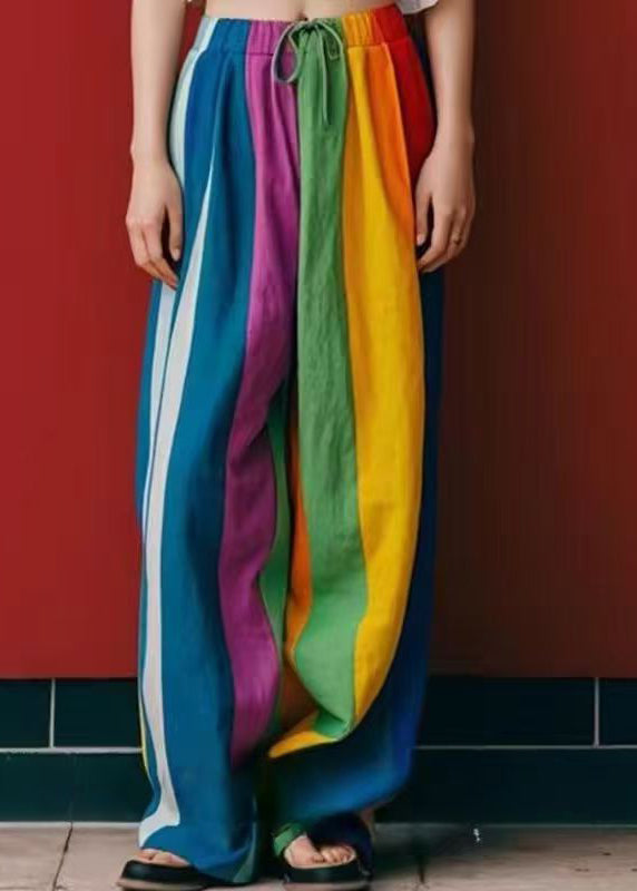 DIY Multicolour Oversized Linen Wide Leg Pants Spring YO026