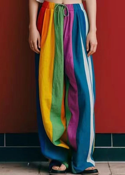 DIY Multicolour Oversized Linen Wide Leg Pants Spring YO026