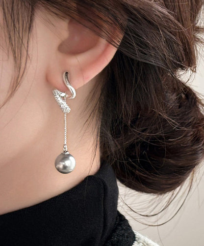 Boucles d'oreilles pendantes en argent sterling et zircon en soie à faire soi-même WI006