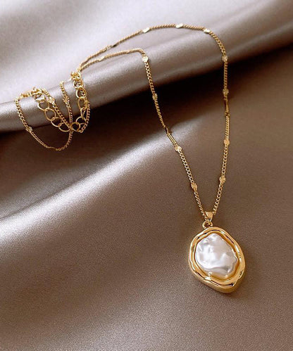 Elegant Gold 14K Gold Alloy Pearlendant Necklace YI037