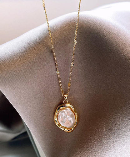 Elegant Gold 14K Gold Alloy Pearlendant Necklace YI037