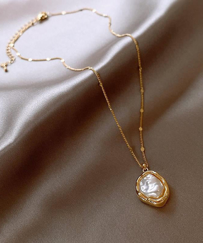 Elegant Gold 14K Gold Alloy Pearlendant Necklace YI037