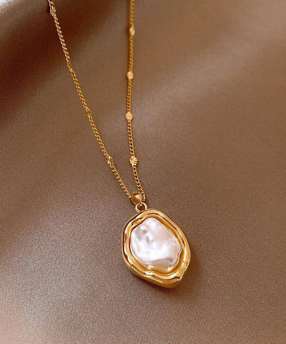 Elegant Gold 14K Gold Alloy Pearlendant Necklace YI037