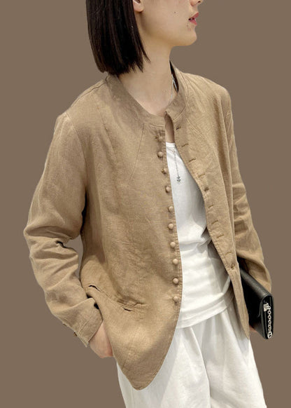 Elegant White O-Neck Button Coats Long Sleeve UU030