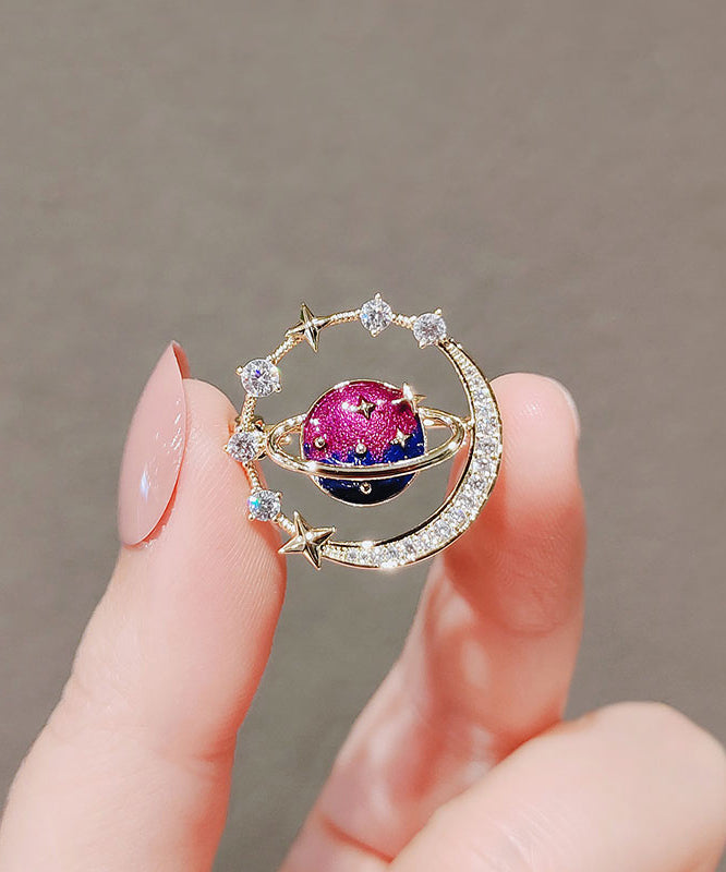 Fashion Blue Alloy Zircon Universe Planet Brooches WP012