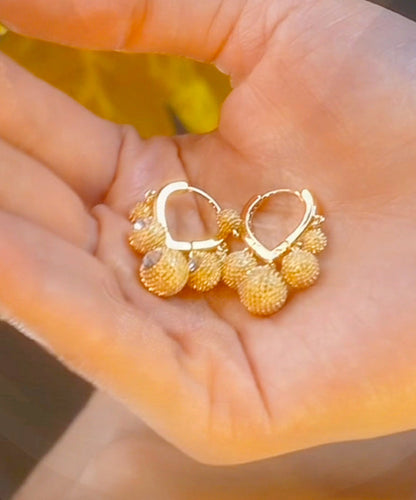 Fashion Gold Copper Alloy Zircon Durian Hoop Earrings EY002