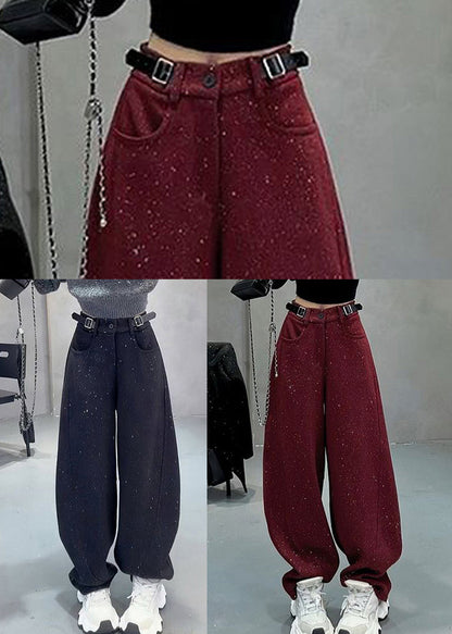 Fashion Grey Sequins Warm Fleece Woolen Pants Spring YO19