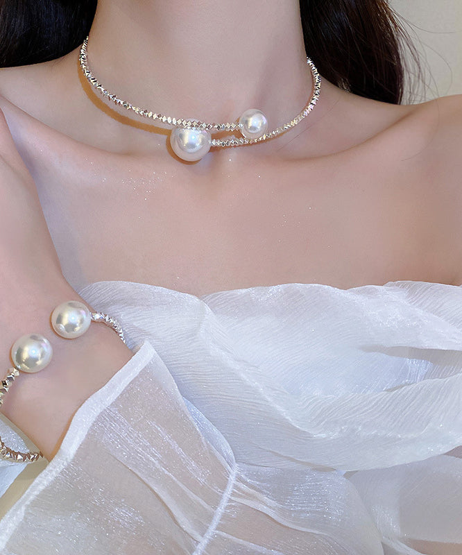 Fashion Silk Copper Alloy Pearl Choker YU020