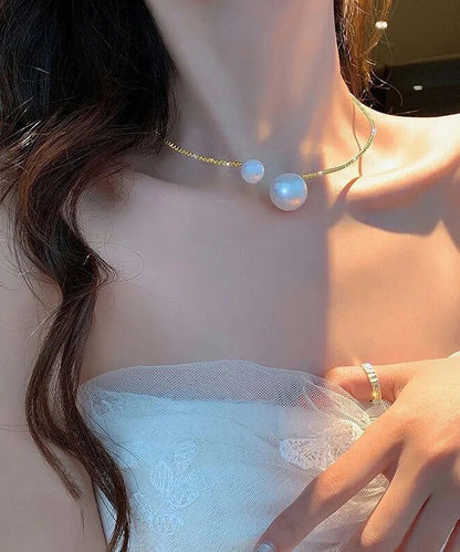 Fashion Silk Copper Alloy Pearl Choker YU020