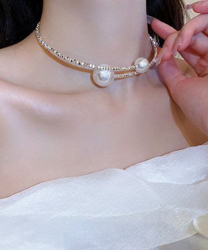 Fashion Silk Copper Alloy Pearl Choker YU020