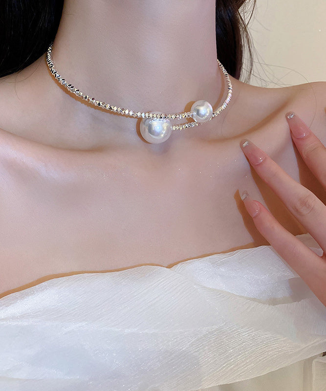 Fashion Silk Copper Alloy Pearl Choker YU020