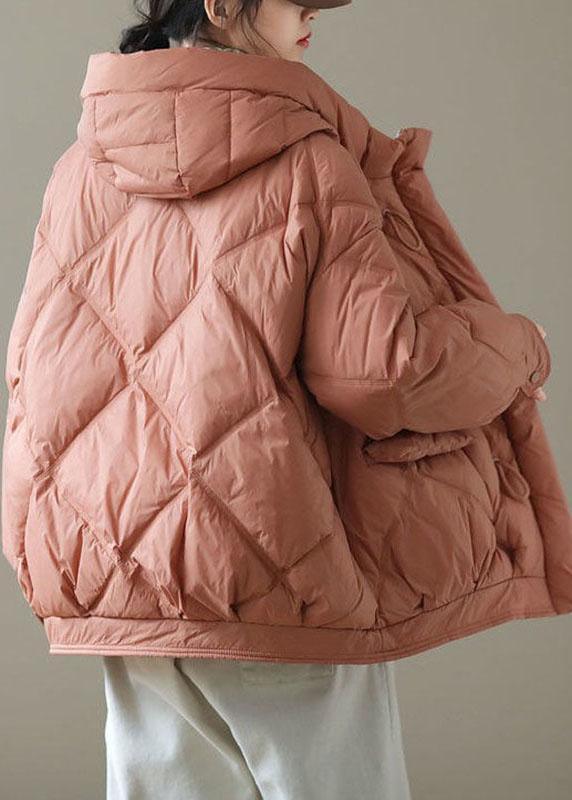 Manteau d'hiver en duvet à manches longues avec capuche et poches zippées orange QS037