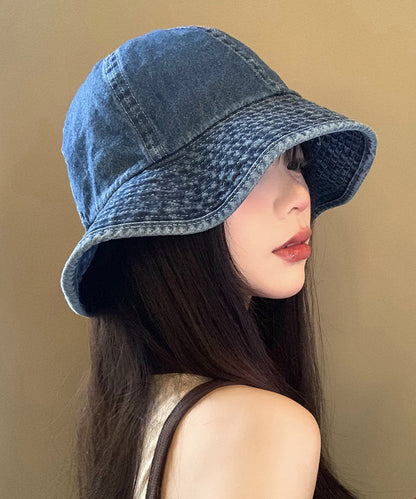 Chapeau bob polyvalent en denim bleu foncé de style japonais WI020