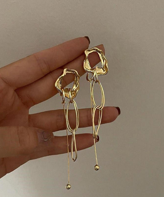 Boucles d'oreilles pendantes à pampilles en alliage de métal doré WH057