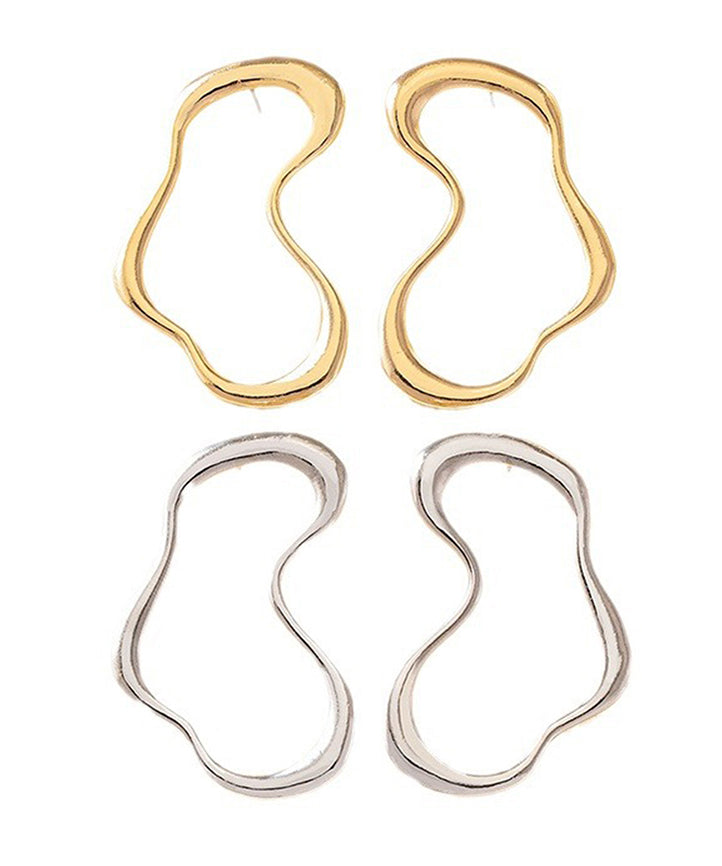 Boucles d'oreilles à tige asymétriques en argent sterling doré QU008