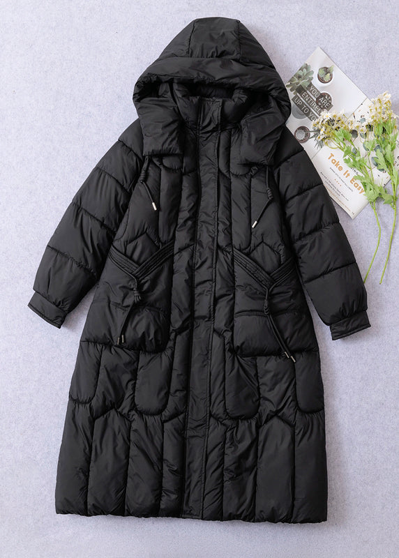 Loose Mulberry Hooded Pockets Fine Cotton Filled Coat Winter TI006