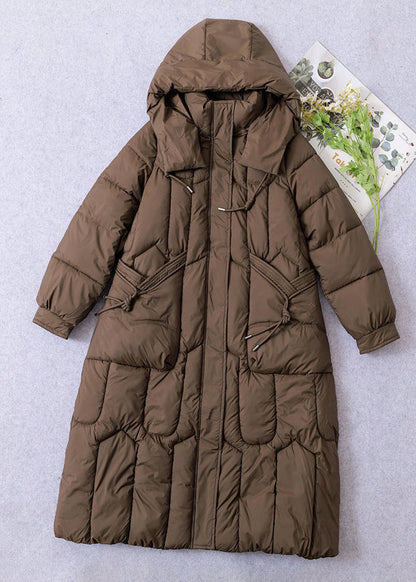 Loose Mulberry Hooded Pockets Fine Cotton Filled Coat Winter TI006