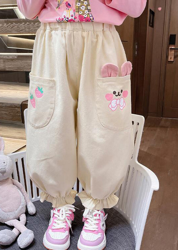 Lovely Pink Pockets Patchwork Kids Lantern Pants Spring TV001