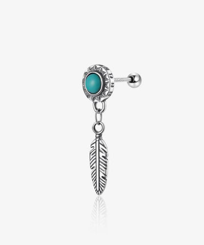 Boucles d'oreilles à tige en argent sterling et turquoise pour homme QJ008