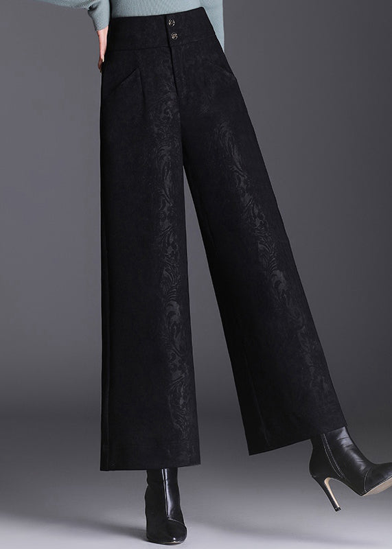 Modern Black Pockets Print High Waist Crop Pants Spring RZ005