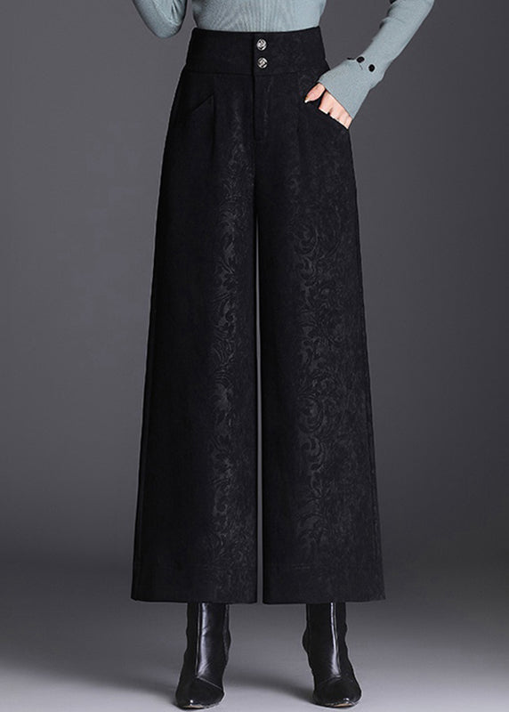 Modern Black Pockets Print High Waist Crop Pants Spring RZ005