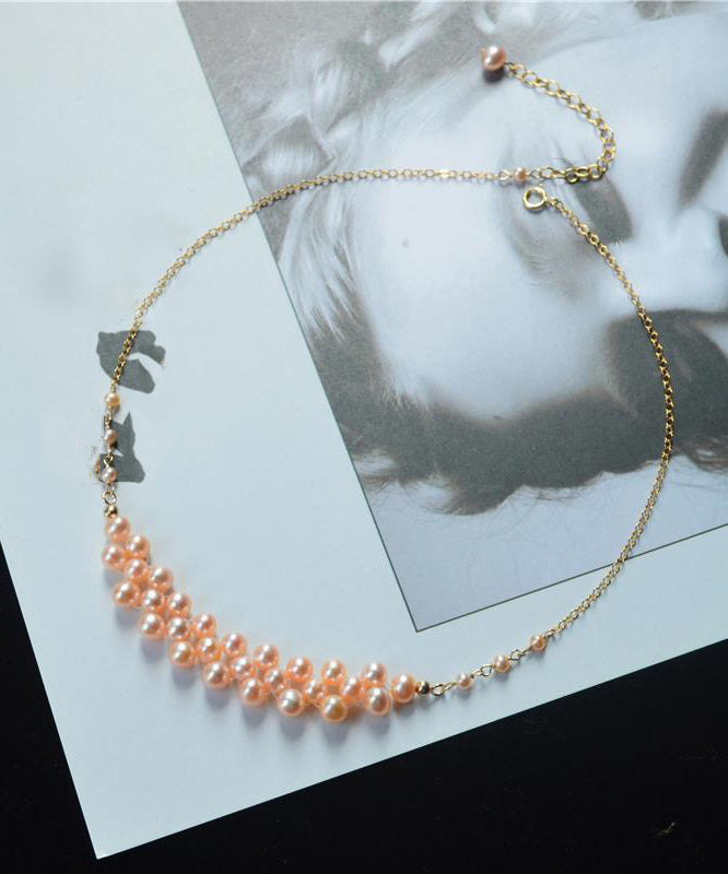 Modern Gold Copper Alloy Pearl Princess Necklace YI033