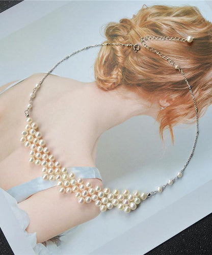 Modern Gold Copper Alloy Pearl Princess Necklace YI033