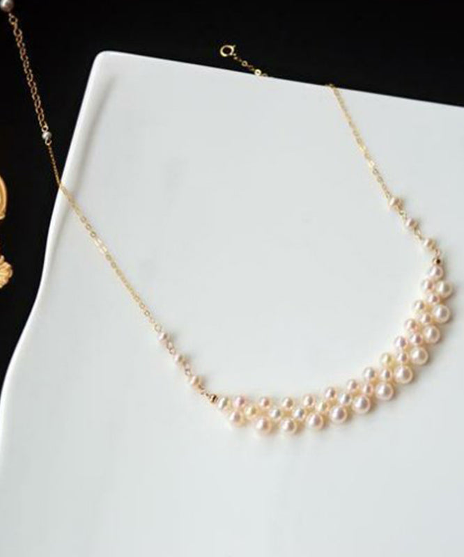 Modern Gold Copper Alloy Pearl Princess Necklace YI033