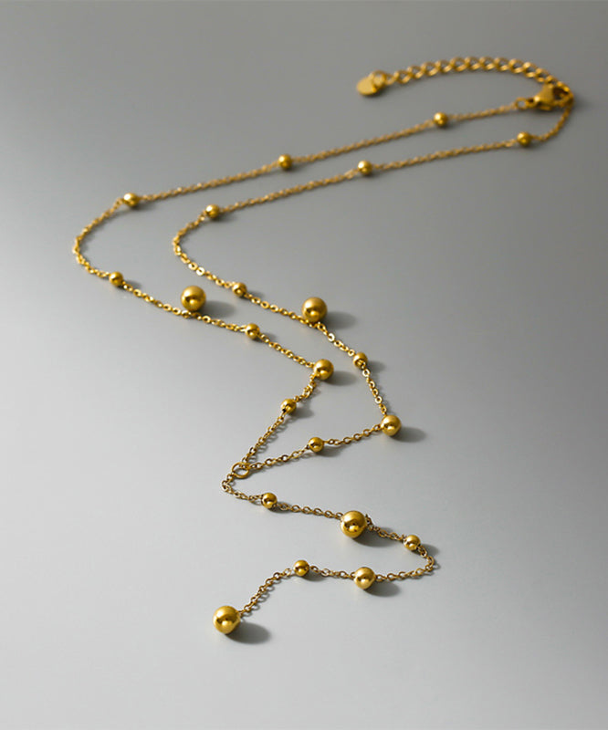 Collier pendentif pompon en alliage d'acier inoxydable doré moderne AD1127