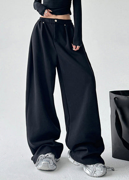 Modern Grey Patchwork High Waist Wide Leg Pants Spring TA065