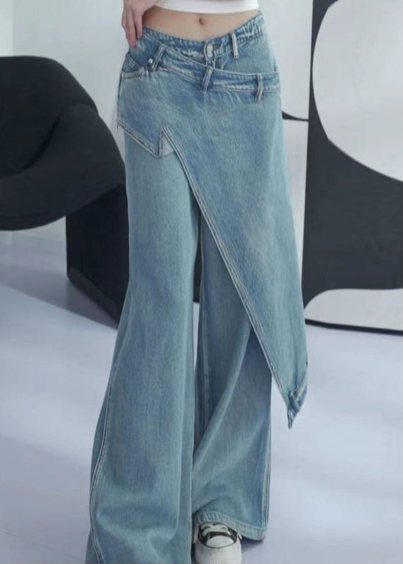 Neue asymmetrische Jeanshose mit hoher Taille in Blau für den Sommer AW1001