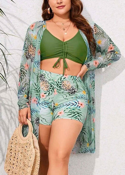 New Green Cardigans Swimwear Three Pieces Set VC061