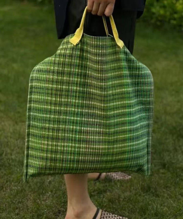 New Green Plaid Large Capacity Canvas Tote Handbag WI028