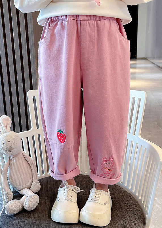 New Pink Patchwork Elastic Waist Girls Harem Pants TV012