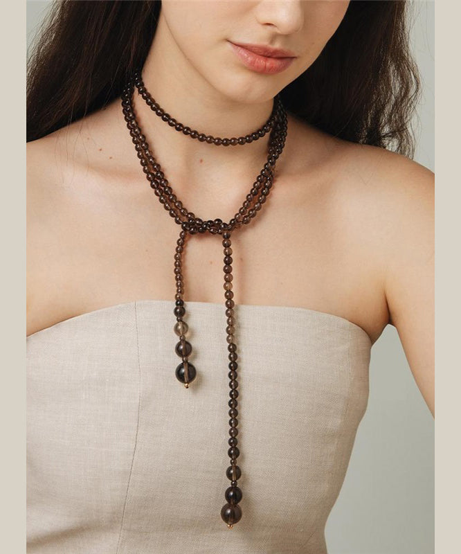 Original Design Chocolate Alloy Crystal Beadin Gratuated Bead Necklace YU001