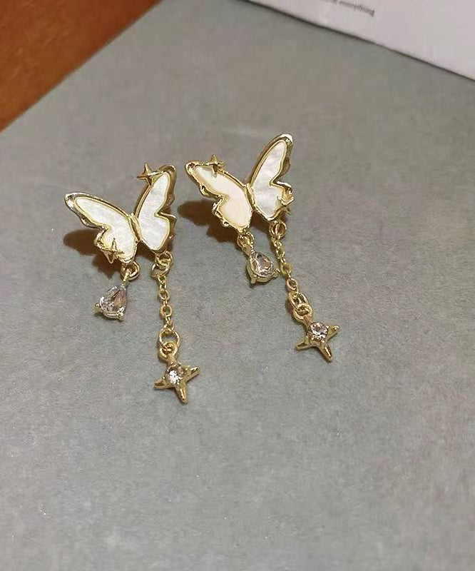 Original Design Gold Alloy Pearl Butterfly Star Tassel Drop Earrings WH048