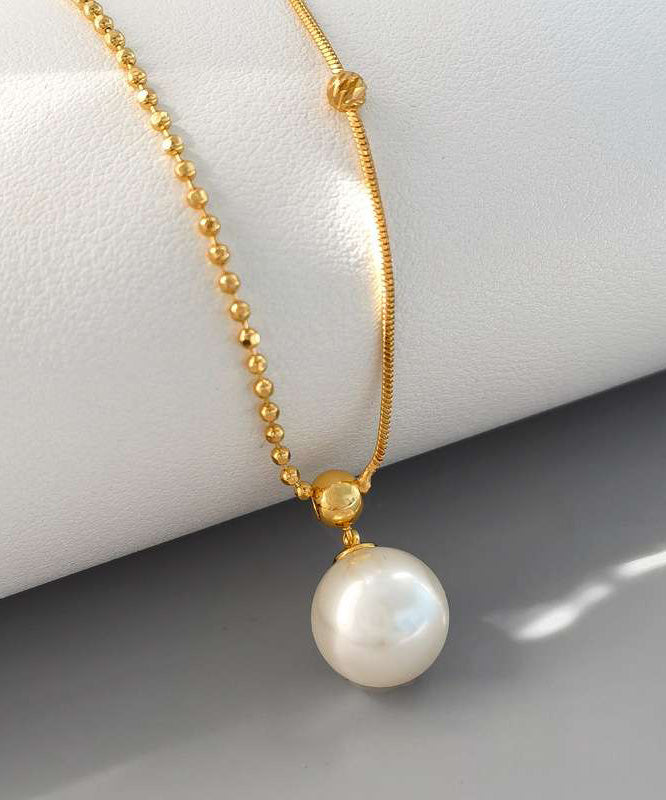 Original Design Gold Copper Alloy Pearl Pendant Necklace YI048