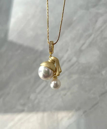 Original Design Gold Sterling Silver Overgild Pearl Pendant Necklace YI034