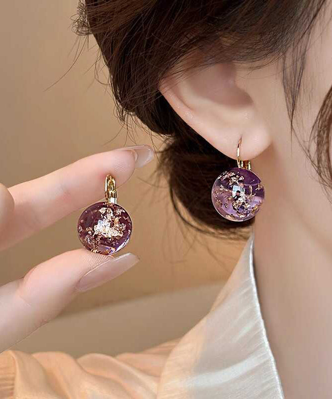 Boucles d'oreilles à tige originales en alliage d'argent sterling violet avec pierres précieuses WH017